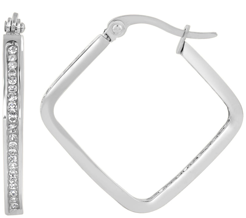 Steel by Design 1-1/8" Square Inside-Out HoopEarrings — View 5