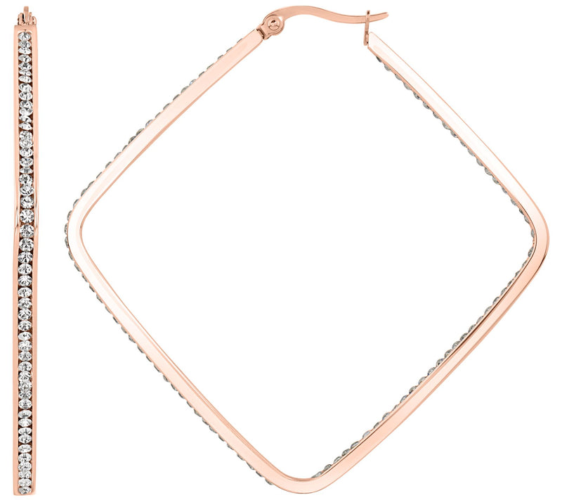 Steel by Design 2-3/8" Square Inside-Out HoopEarrings — View 3
