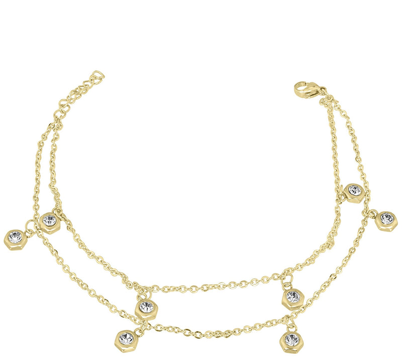 Steel by Design Hexagon & Crystal Anklet — View 5