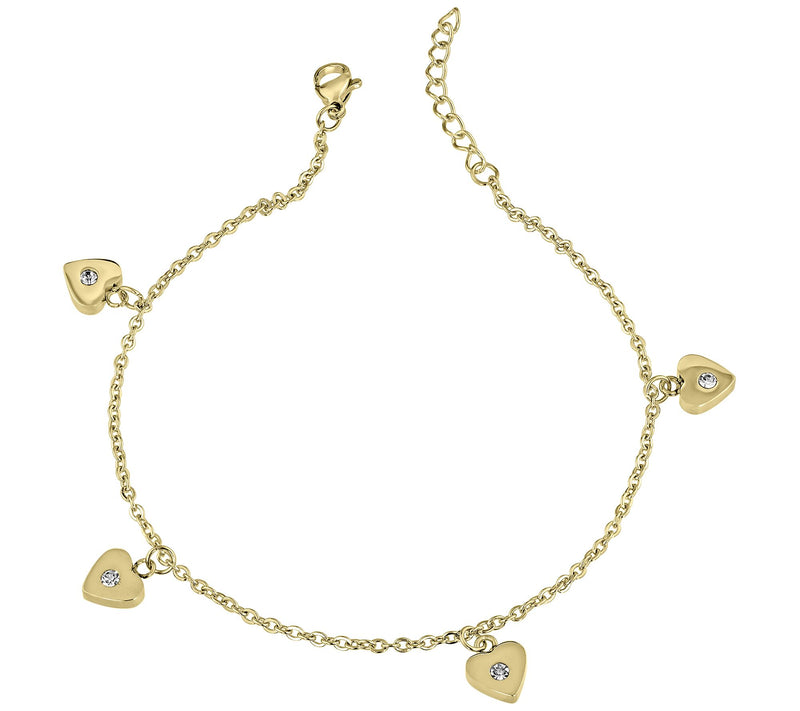 Steel by Design Heart & Crystal Anklet — View 6
