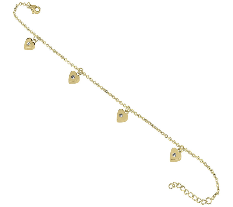 Steel by Design Heart & Crystal Anklet — Main view