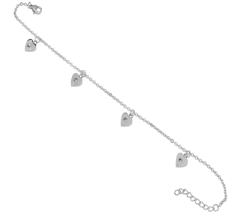 Steel by Design Heart & Crystal Anklet — View 5