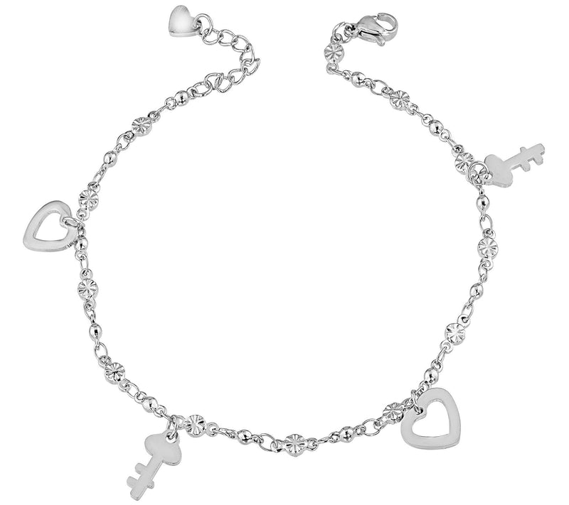 Steel by Design Heart & Key Anklet — Main view