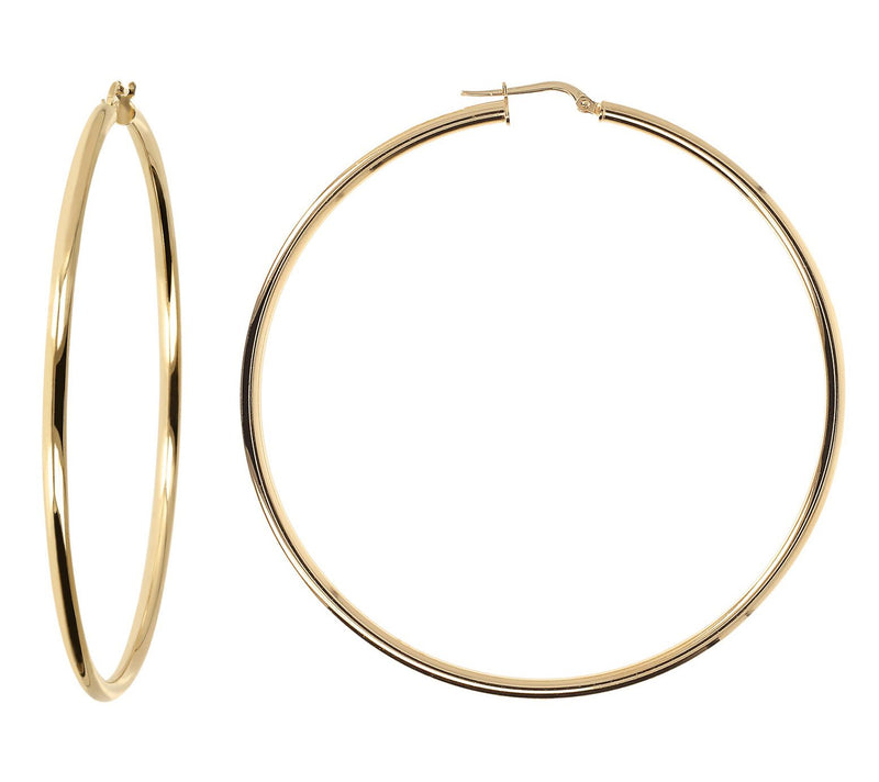 Italian Silver 3" Round Polished Hoop Earrings,Sterling — View 8
