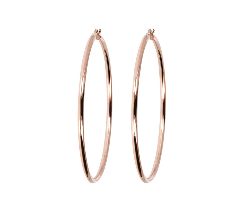 Italian Silver 3" Round Polished Hoop Earrings,Sterling — View 3