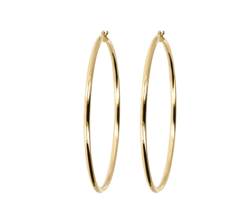 Italian Silver 3" Round Polished Hoop Earrings,Sterling — Main view