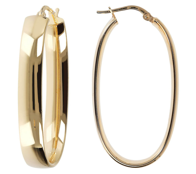 Veronese 18K Clad 1-1/2" Oval Elongated Hoop Earrings — View 2