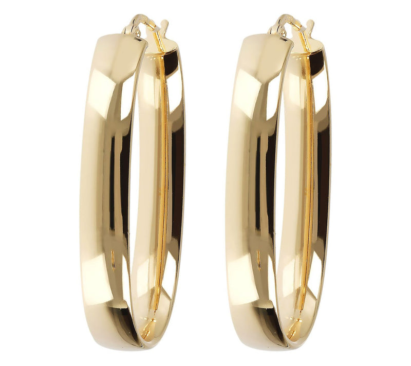 Veronese 18K Clad 1-1/2" Oval Elongated Hoop Earrings — Main view