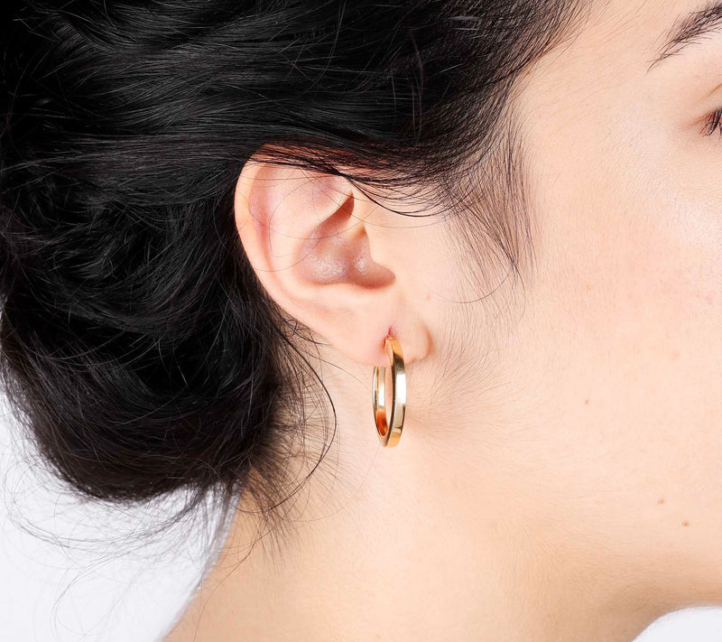Veronese 18K Clad 1" Round Polished Hoop Earrings — View 3