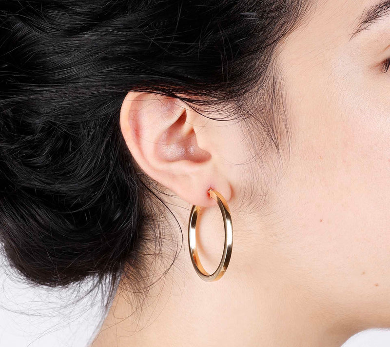 Veronese 18K Clad 1-1/2" Round Polished Hoop Earrings — View 3