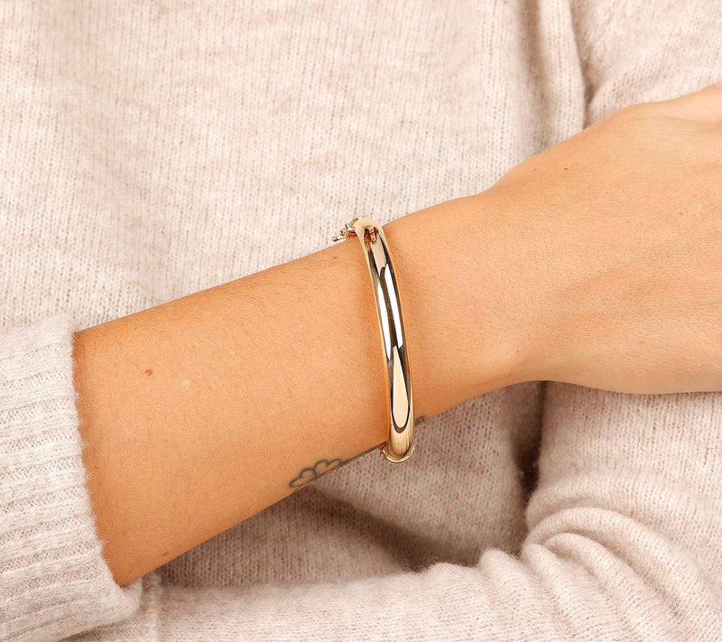 Veronese 18K Gold-Clad Polished or Satin Finished Oval Bangle — View 3