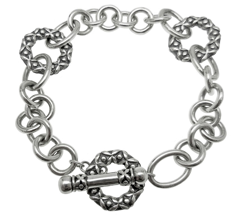 Sterling Silver Station Link Bracelet — Main view