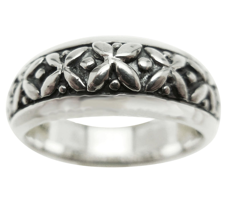 Sterling Floral Textured Band Ring — Main view