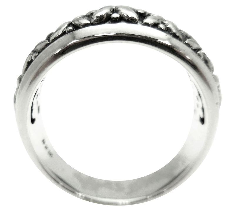 Sterling Floral Textured Band Ring — View 2