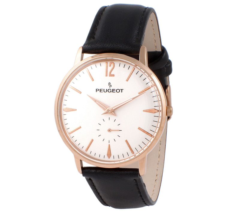 Peugeot Men's Vintage-Inspired Retro Black Strap Watch — View 7