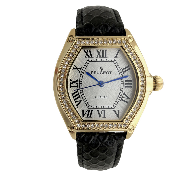 Peugeot Women's Crystal Bezel Watch with Leather Strap — View 3
