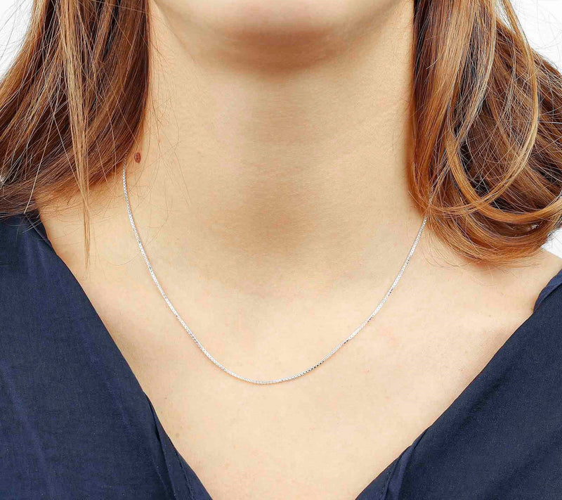 UltraFine Silver 16" Polished Fine Box Chain Necklace, 2.5 g — View 3