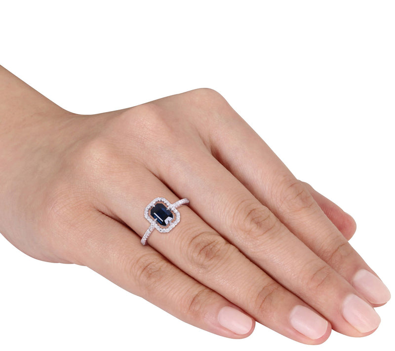 Bellini 1.15 cttw Sapphire & 1/5 cttw Diamond Halo Ring — View 3