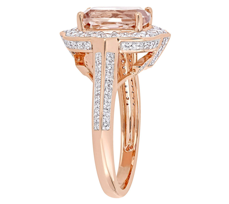 Bellini 2.65 cttw Morganite & 5/8 cttw Diamondalo Ring — View 2