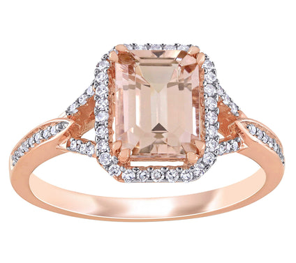 Bellini 1.55 cttw Morganite & 1/5 cttw Diamond Halo Ring