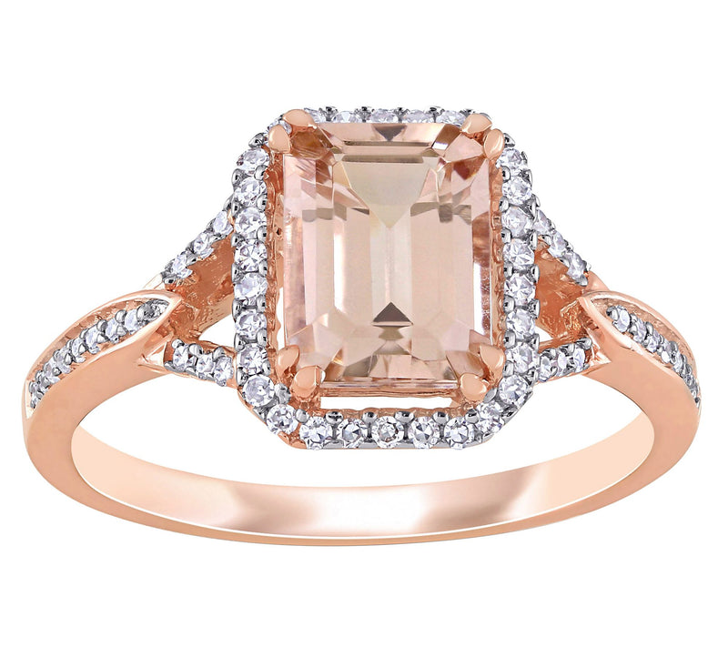 Bellini 1.55 cttw Morganite & 1/5 cttw Diamond Halo Ring — Main view