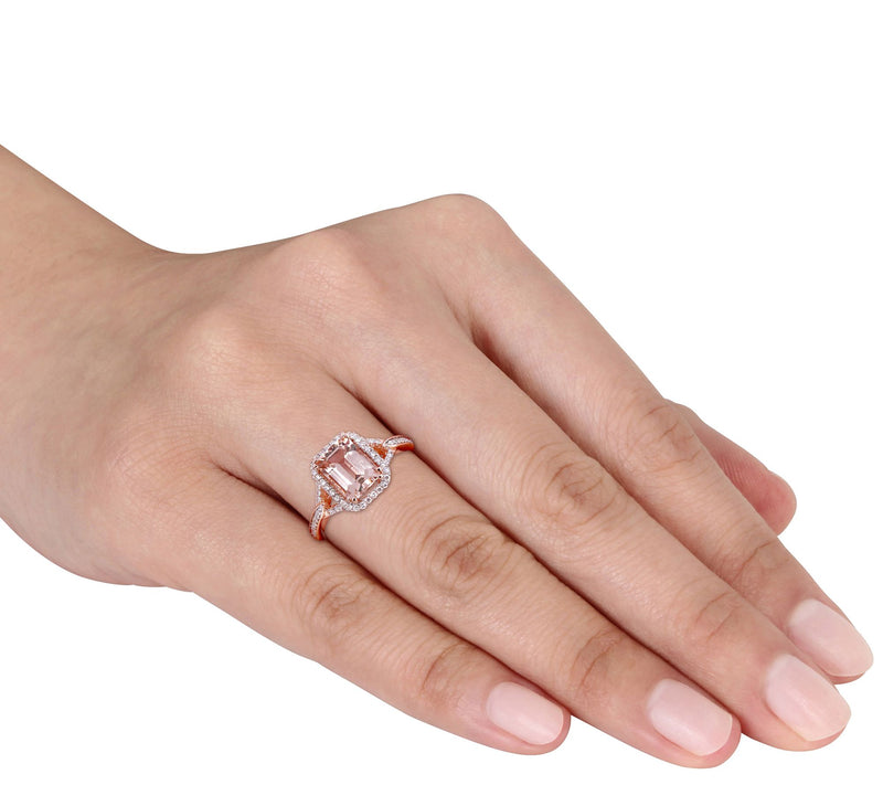 Bellini 1.55 cttw Morganite & 1/5 cttw Diamond Halo Ring — View 3
