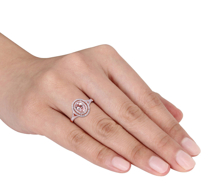 Bellini 0.70 cttw Morganite & 1/4 cttw Diamond Halo Ring — View 3