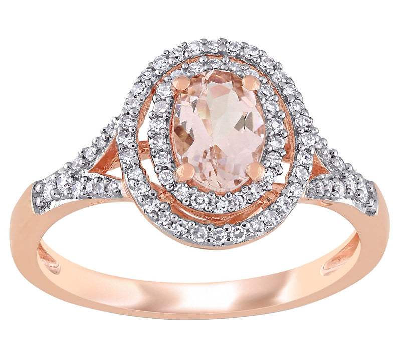 Bellini 0.70 cttw Morganite & 1/4 cttw Diamond Halo Ring — Main view
