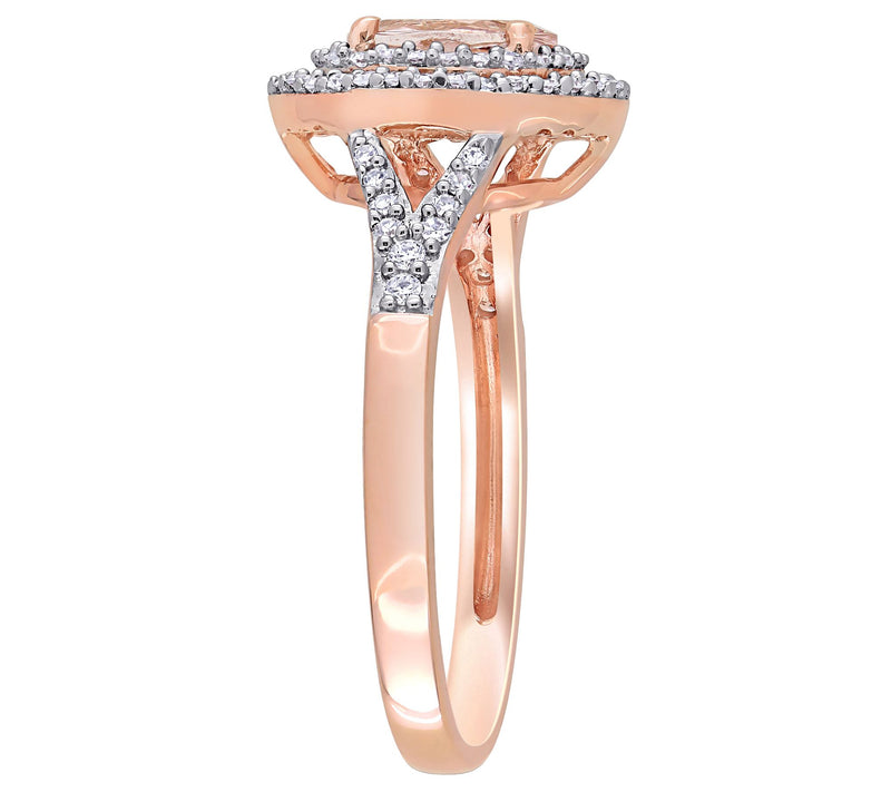 Bellini 0.70 cttw Morganite & 1/4 cttw Diamond Halo Ring — View 2