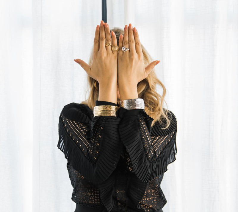 BellaOro Average Textured Bold Bangle, 14K Gold Over Resin — View 9