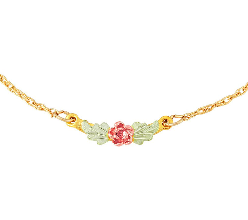 Black Hills Rose and Leaf Anklet, 10K/12K Gold — Main view
