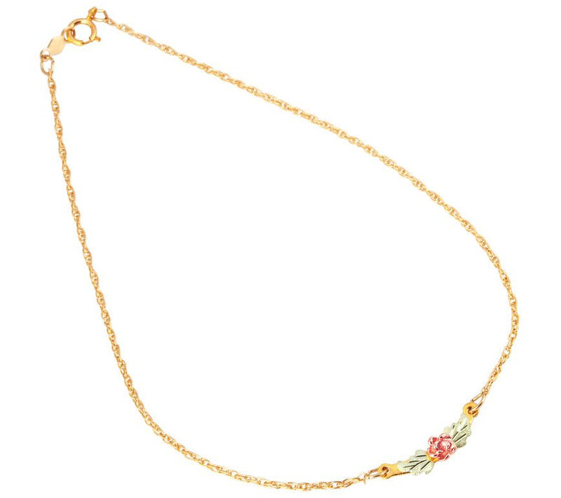 Black Hills Rose and Leaf Anklet, 10K/12K Gold — View 2