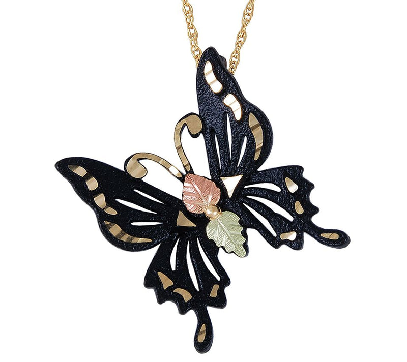 Black Hills Midnight Butterfly Pendant w/Chain, 10K/12K Gold — Main view