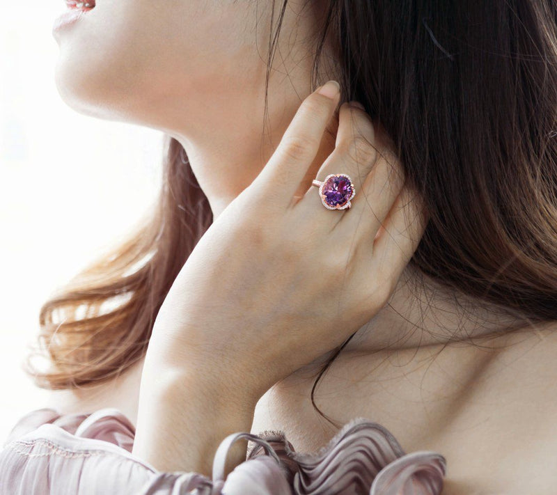 Bellini 4.00 cttw Amethyst & 4/10 cttw Diamond Cocktail Ring — View 4
