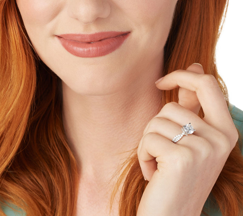 Diamonique 2.50 ct Twisted Shank Bridal Ring, Sterling — View 4