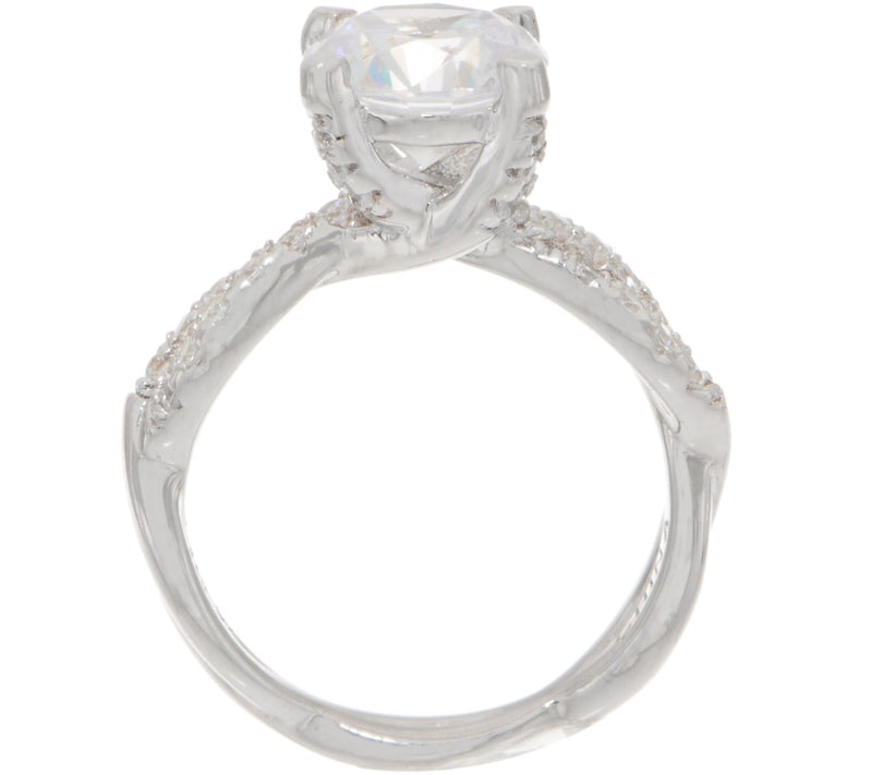 Diamonique 2.50 ct Twisted Shank Bridal Ring, Sterling — View 2