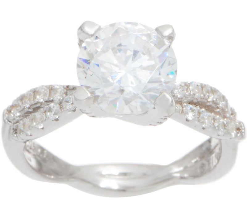 Diamonique 2.50 ct Twisted Shank Bridal Ring, Sterling — Main view