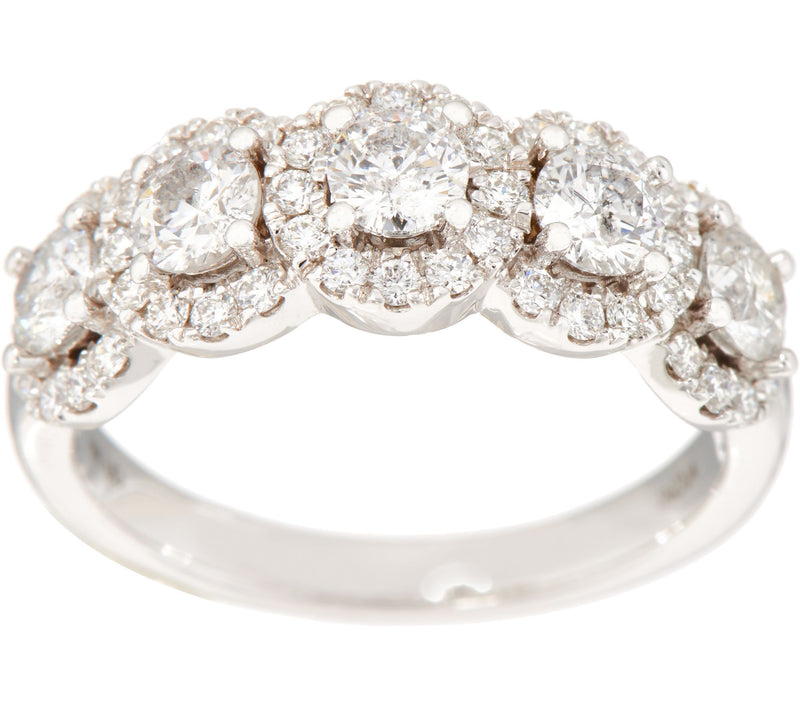 Affinity 1.40 cttw 5-Stone Halo Band Ring, 14K — Main view