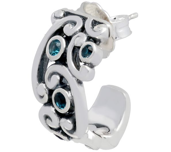 Elyse Ryan Sterling & London Blue Topaz Earrings — View 2