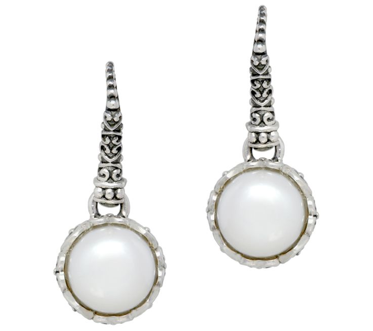 Elyse Ryan Cultured Pearl Button Drop Earrings, Sterling — Main view