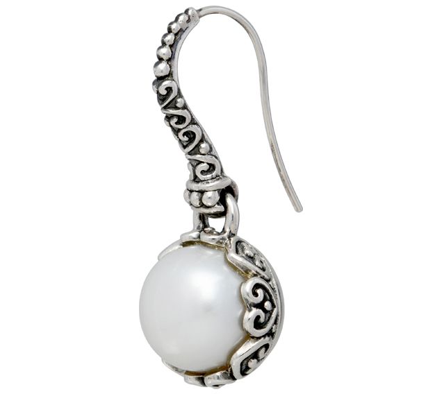 Elyse Ryan Cultured Pearl Button Drop Earrings, Sterling — View 2