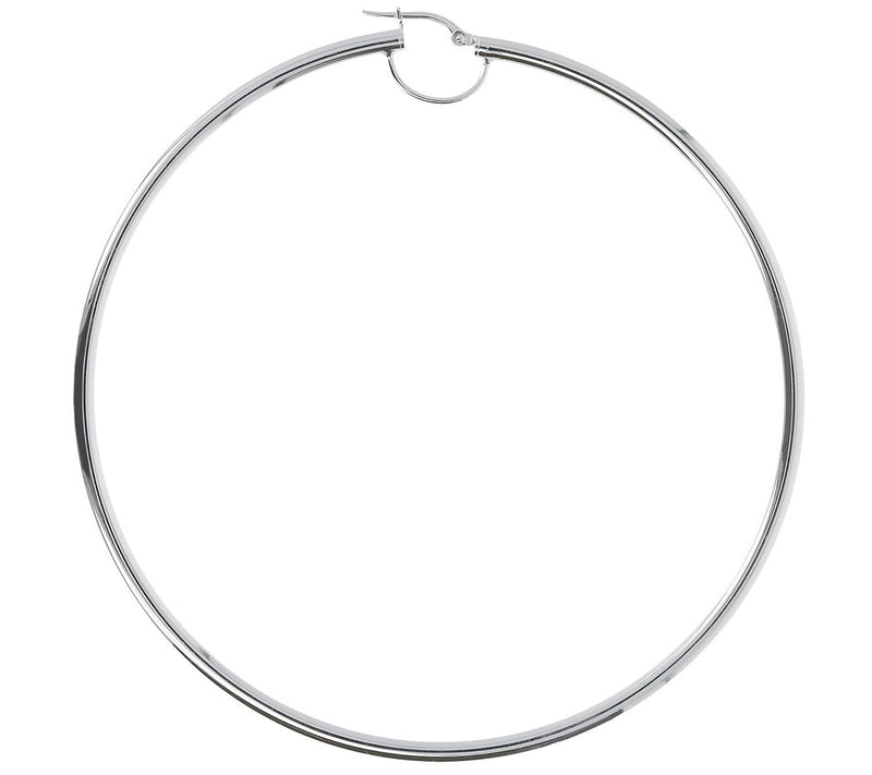 UltraFine Silver Polished 3-1/2" Round Hoop Earrings — View 2