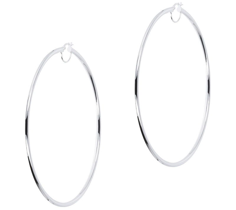 UltraFine Silver Polished 3-1/2" Round Hoop Earrings — Main view