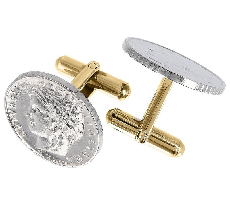 Steel by Design Men's 100-Lire Cuff Links — View 5