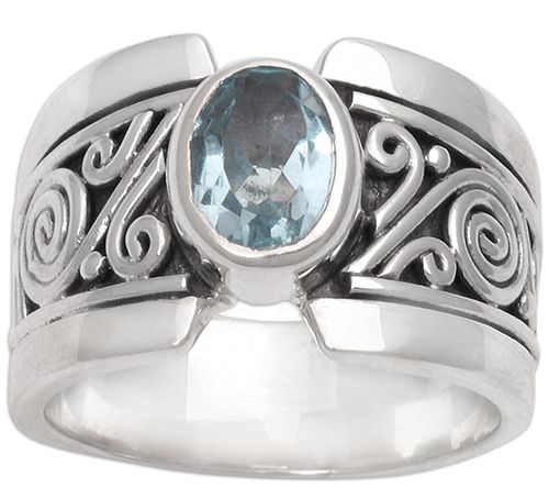 Novica Artisan Crafted Sterling Blue Topaz Ring — Main view