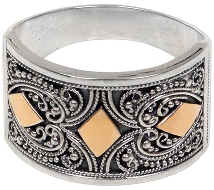 Novica Artisan Crafted Sterling/18K Beaded Band Ring — Main view