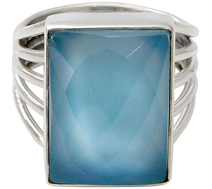 Novica Artisan Crafted Sterling Chalcedony Cocktail Ring