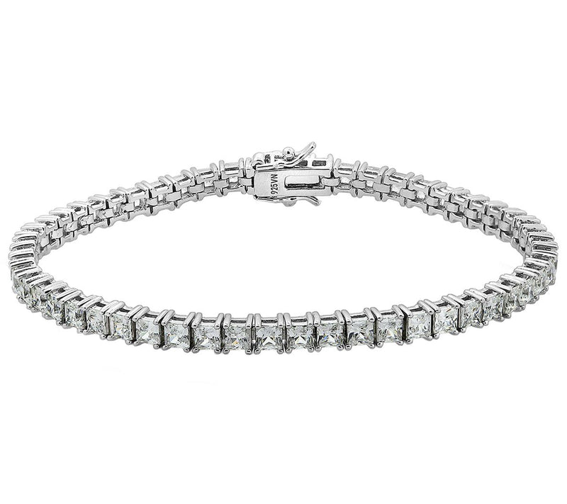 Diamonique Sterling 8.50 cttw Princess-Cut Tennis Bracelet — View 3