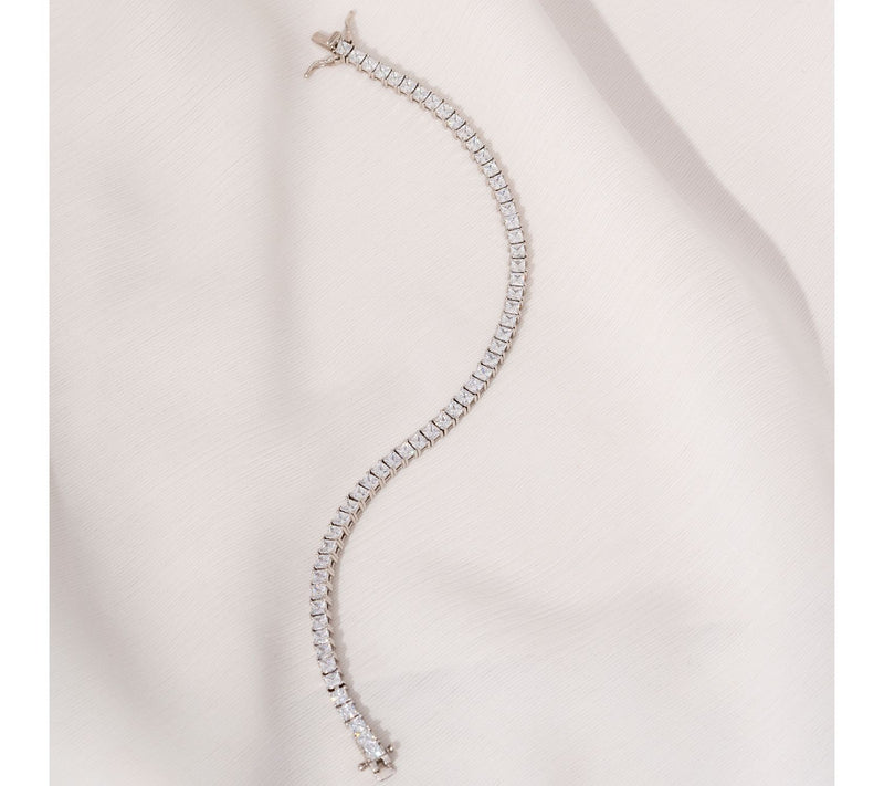 Diamonique Sterling 8.50 cttw Princess-Cut Tennis Bracelet — View 11