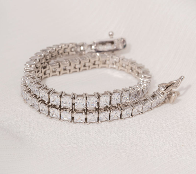 Diamonique Sterling 8.50 cttw Princess-Cut Tennis Bracelet — View 12
